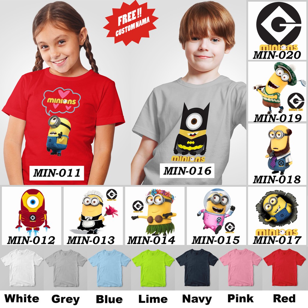 [FREE NAMA !!!] Kaos Anak &amp; Family Minion 100% COTTON PREMIUM