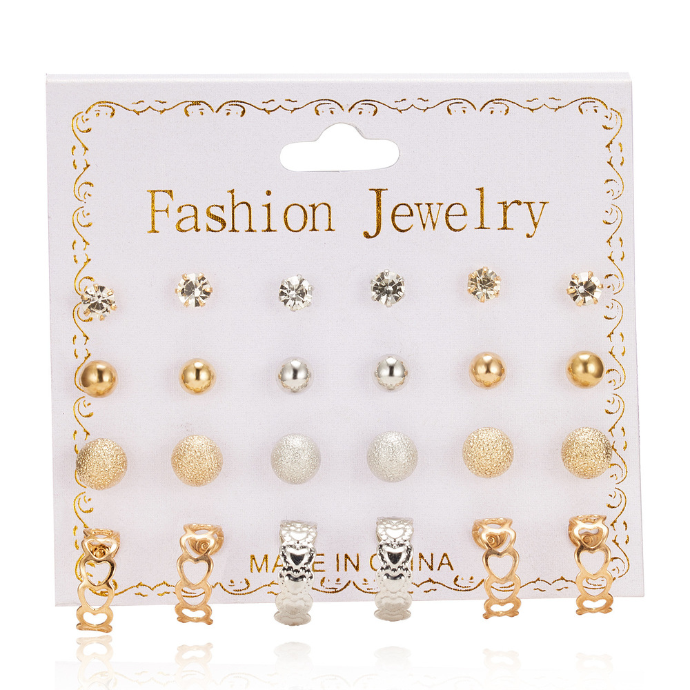 12 Pasang / Set Anting Tusuk Desain Bunga Hias Zircon + Mutiara Untuk Wanita