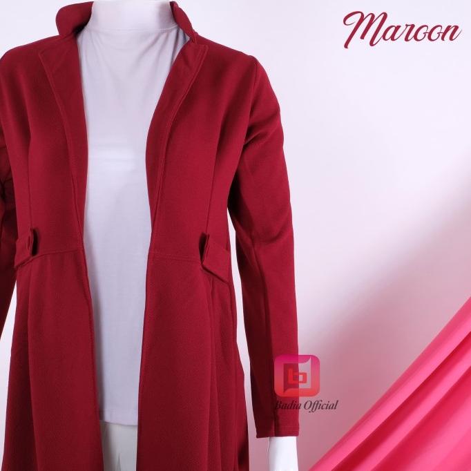 Outer Panjang Wanita - Long Outer Cardigan Lengan Panjang Polos Muslim