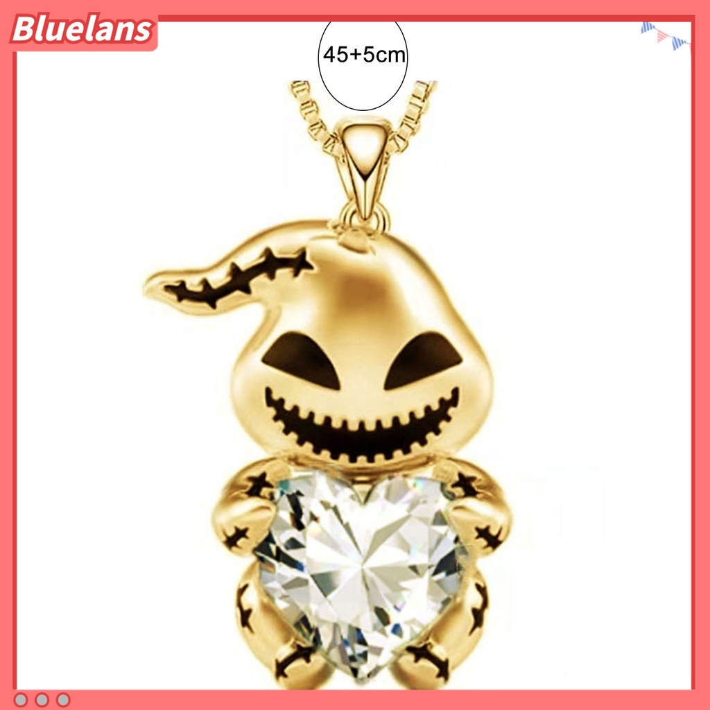 Kalung Rantai Leher Adjustable Bentuk Hati Aksen Berlian Imitasi Untuk Pria Dan Wanita