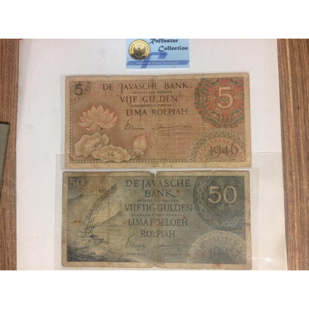 uang jadul 5 dan 50 gulden federal 1946