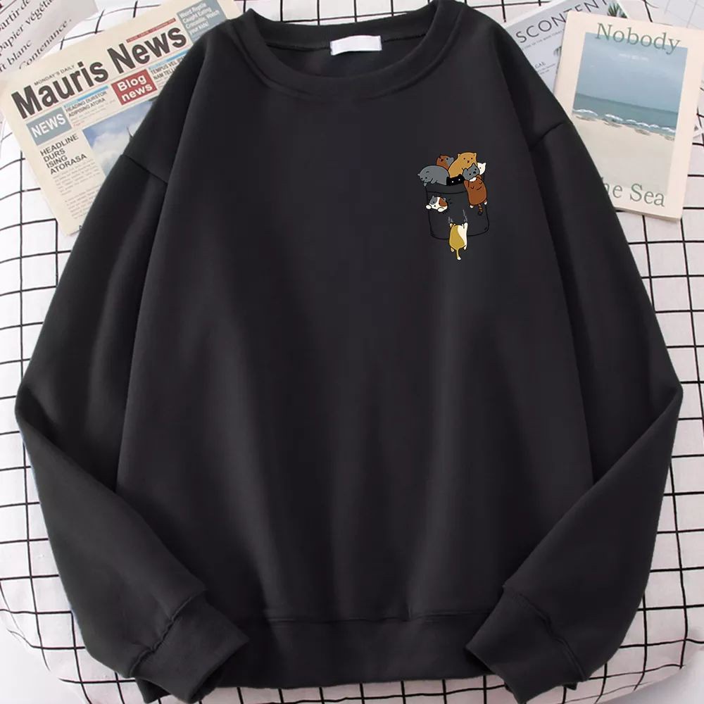 SWEATER CREWNECK CAT IN THE CUP / SWEATER WANITA TEBAL