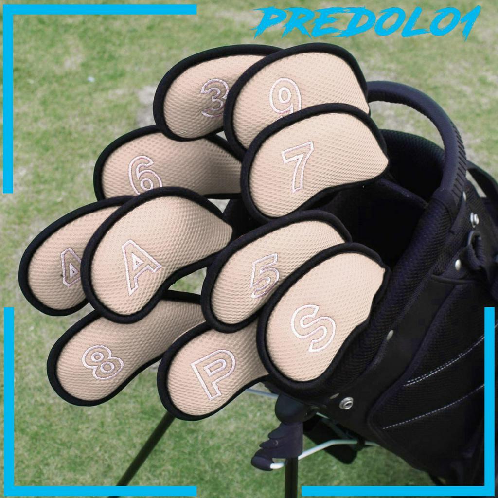[PREDOLO1] 10Pcs/Pack Meshy Golf Iron Covers Set Headcover Fit Most Irons
