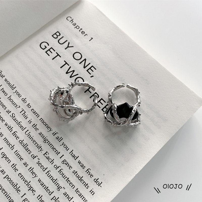 【COD】Cincin Model Terbuka Desain Duri Hati Warna Hitam