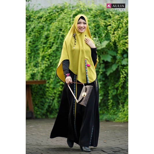 Aulia Fashion Set Gamis Busui Syari Premium KATYA BLACK NEON