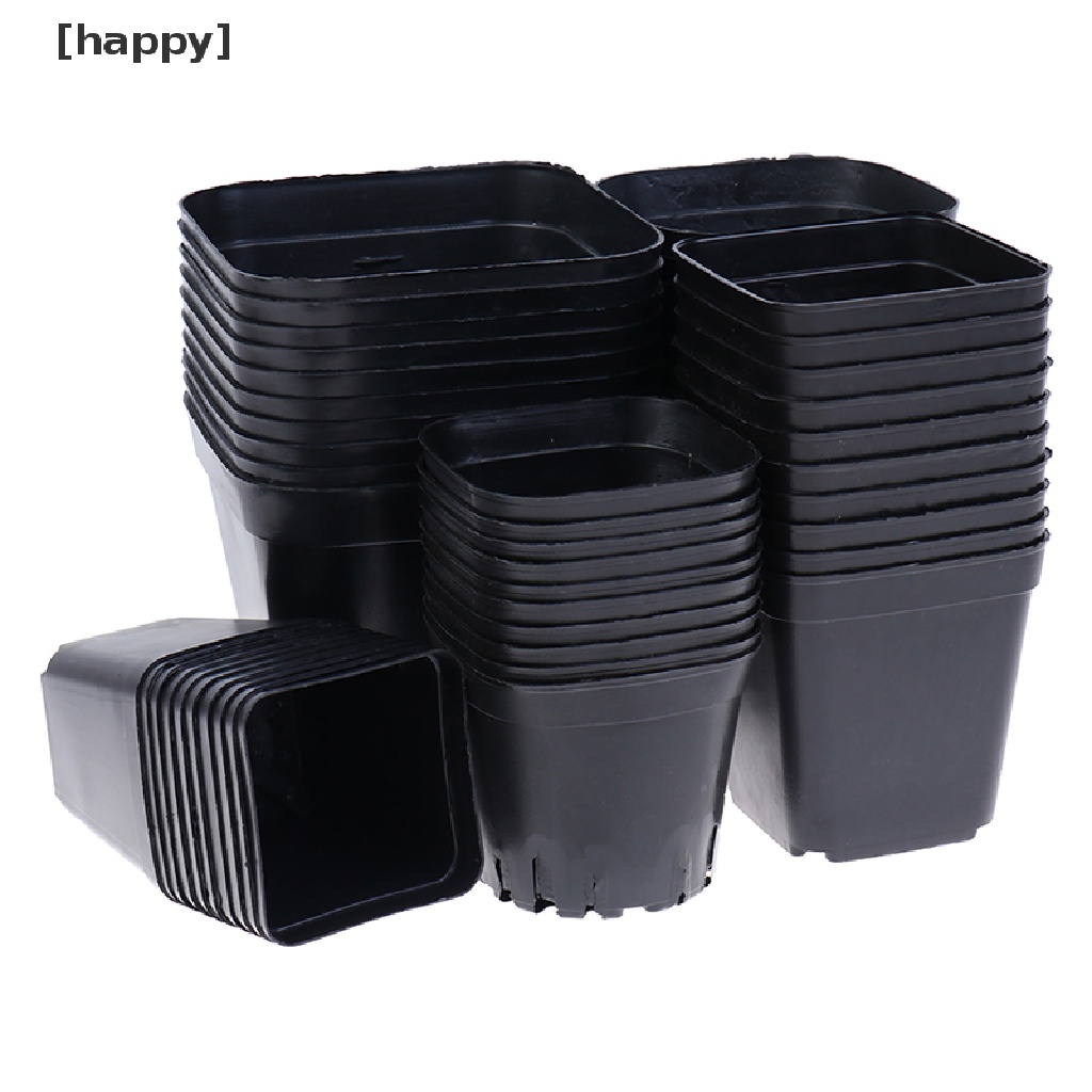 10 Pcs Pot Bunga Bahan Plastik Bentuk Persegi Kecil Warna Hitam Untuk Tanaman Sukulen