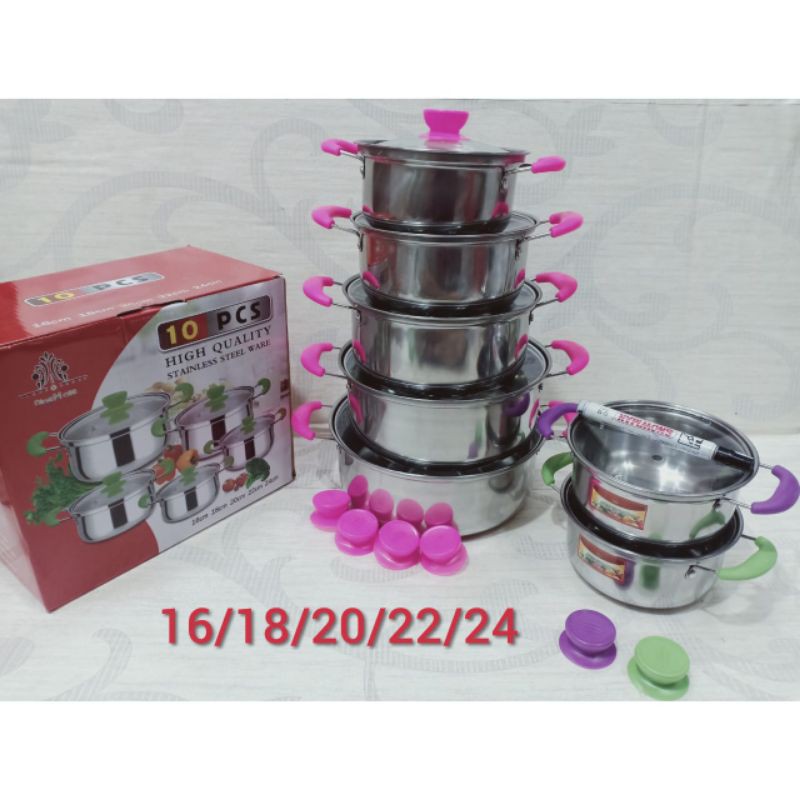 panci set stainless stell warna 10pcs