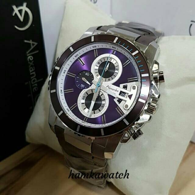 Jam tangan pria alexander cristie original ac6455 silver purple