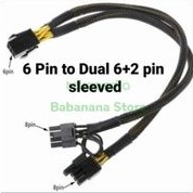 Kabel pcie 6 pin to dual 6+2 sleeved cable cabang mining 300watt