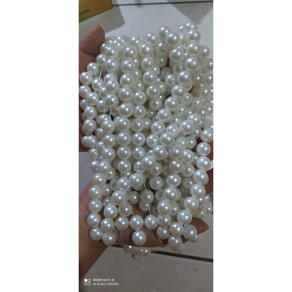 isi -+ 100  mutiara berat 8 mm - mote sintetis berat -+10 gram - mutiara - mote