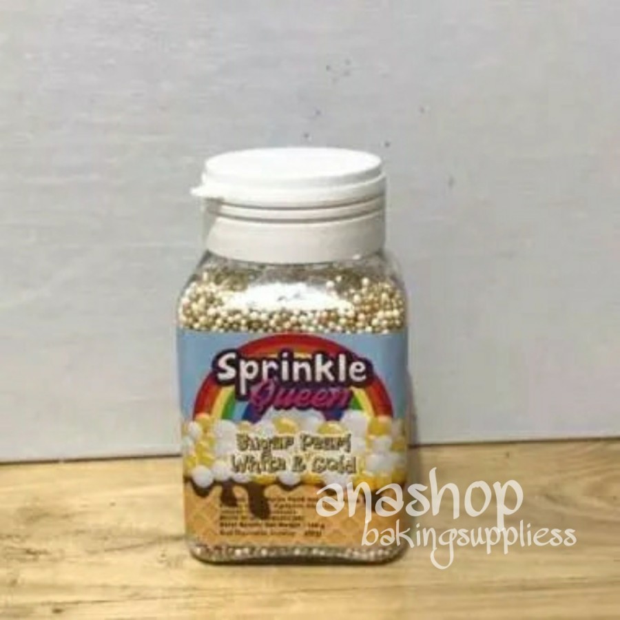 

Sugar Pearl white and Gold 4mm -500 Gram