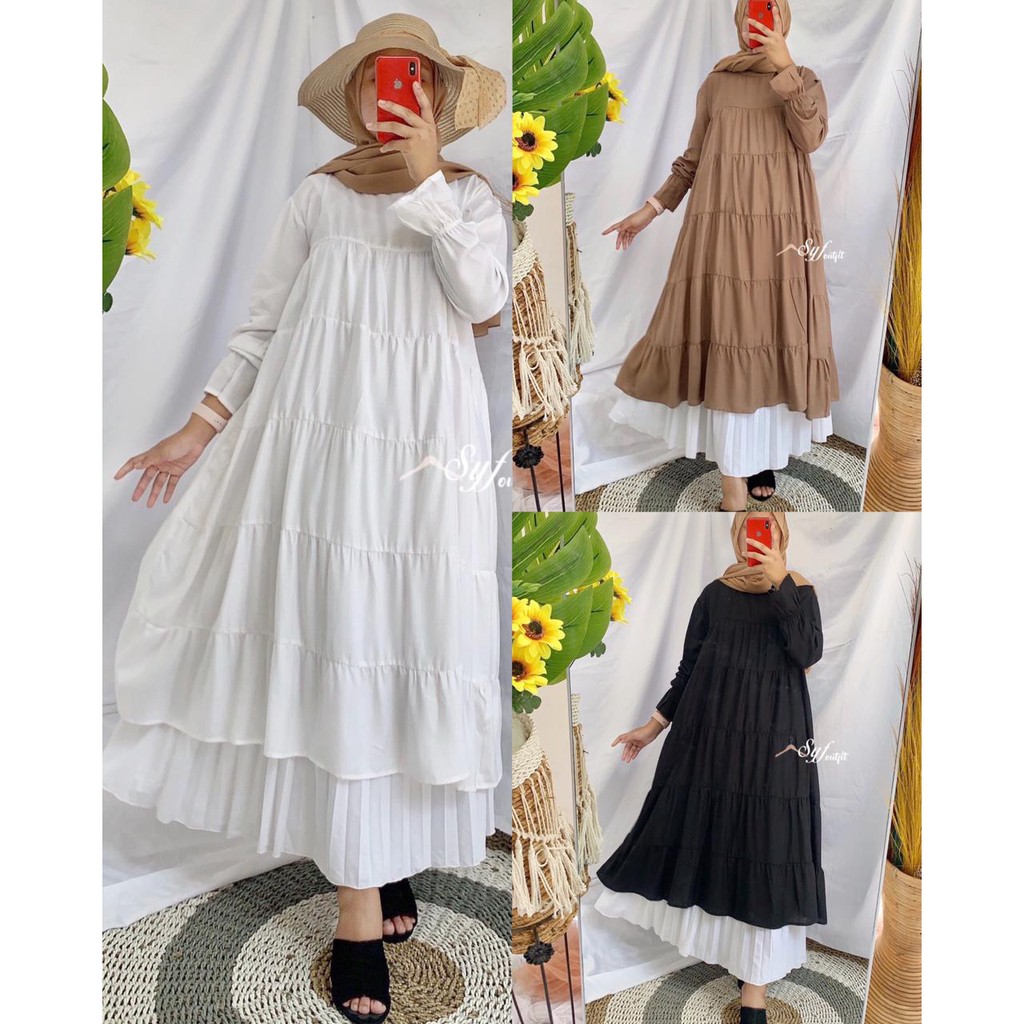 ATASAN TUNIK CEMPAKA TUNIK FULL RUFLE / MIDI DRESS RAYON/ SAFINA MIDI DRESS