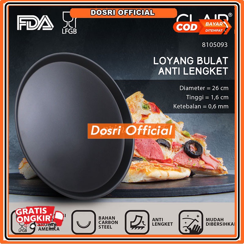 [BISA COD] CLAIR Loyang Bulat Pizza Teflon / Cetakan Pizza / Loyang Pizza Anti Lengket 26 cm