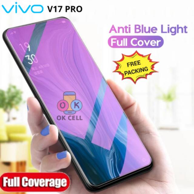 Tempered glass Anti Blue Light VIVO V17 PRO TG Anti Gores Blue Ray Radiasi Full Layar Screen Guard