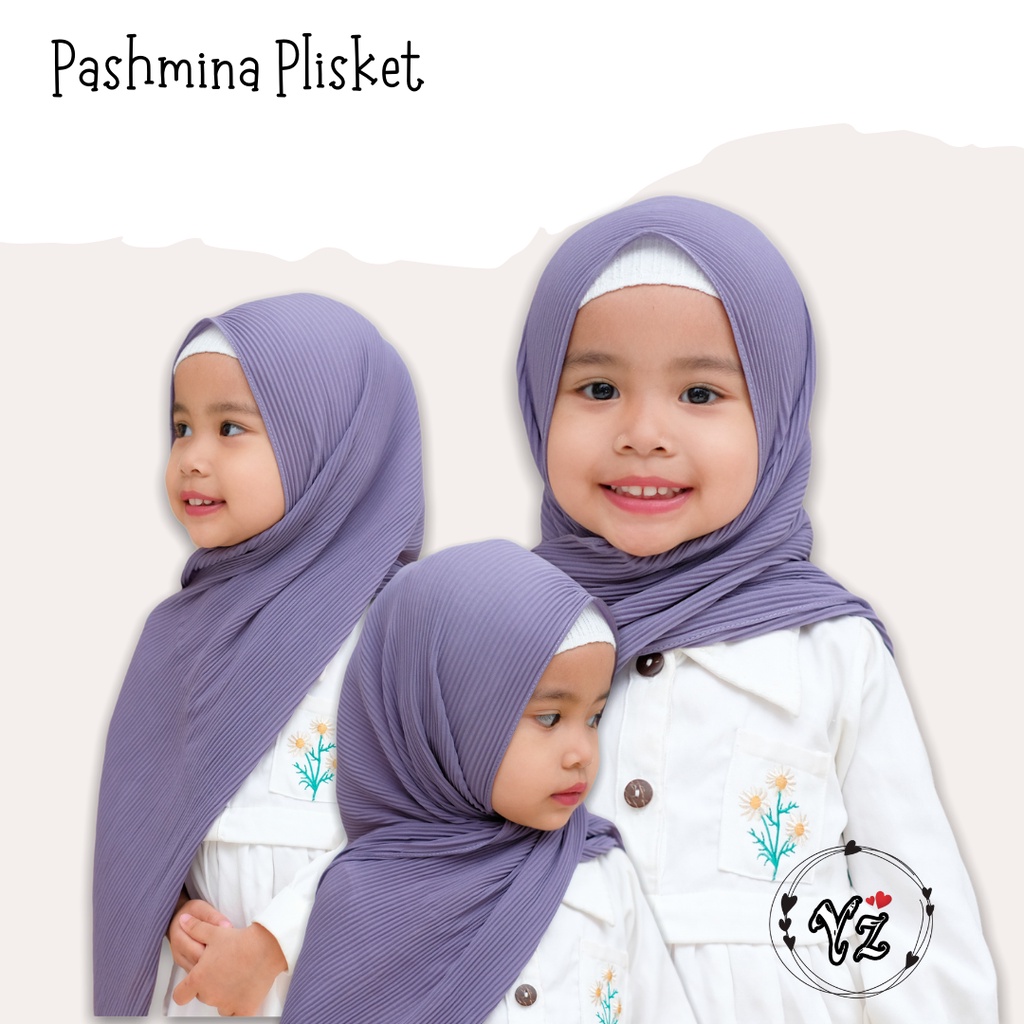 pashmina plisket for kids size M | pashmina instan anak 2-7thn