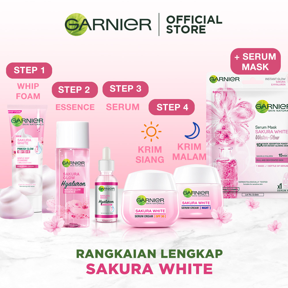 Garnier Sakura Glow Whitening Serum Day Cream SPF 30 - 20 ml (Untuk Kulit Cerah Merona):20 ml / Garnier Sakura White Whitening Serum Day Cream SPF 30 - 20 ml (Untuk Kulit Cerah Merona):20 ml-7