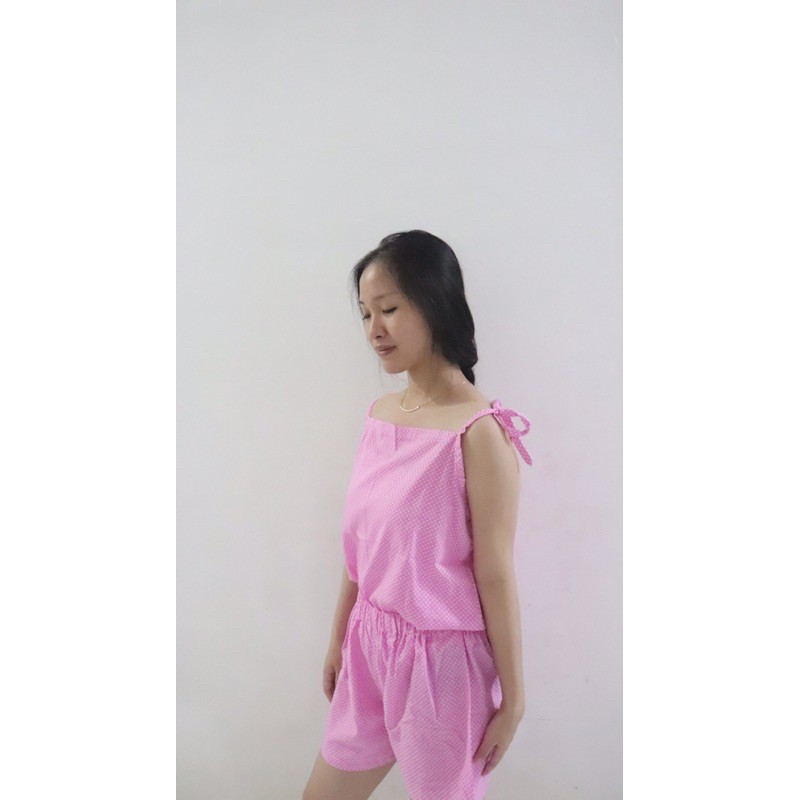 BAJU TIDUR SINGLET FASHION WANITA-POLKADOT