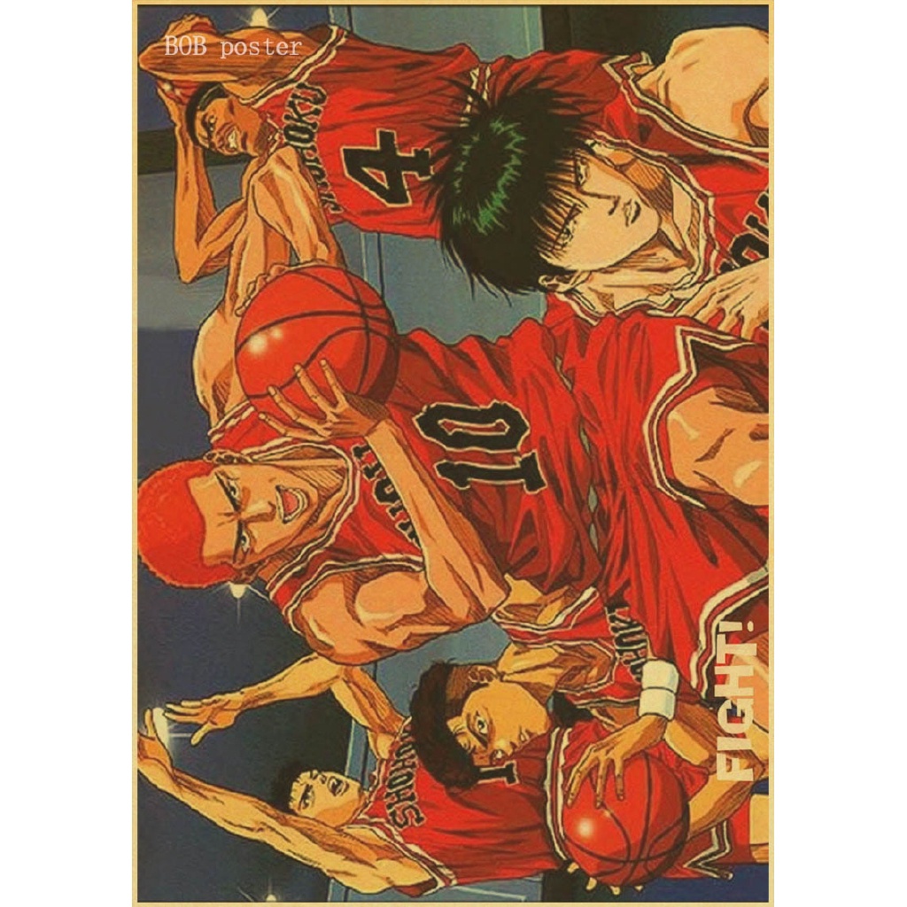 Poster Dinding Desain Anime Slam Dunk Klasik Retro Vintage Untuk Dekorasi Kamar Tidur