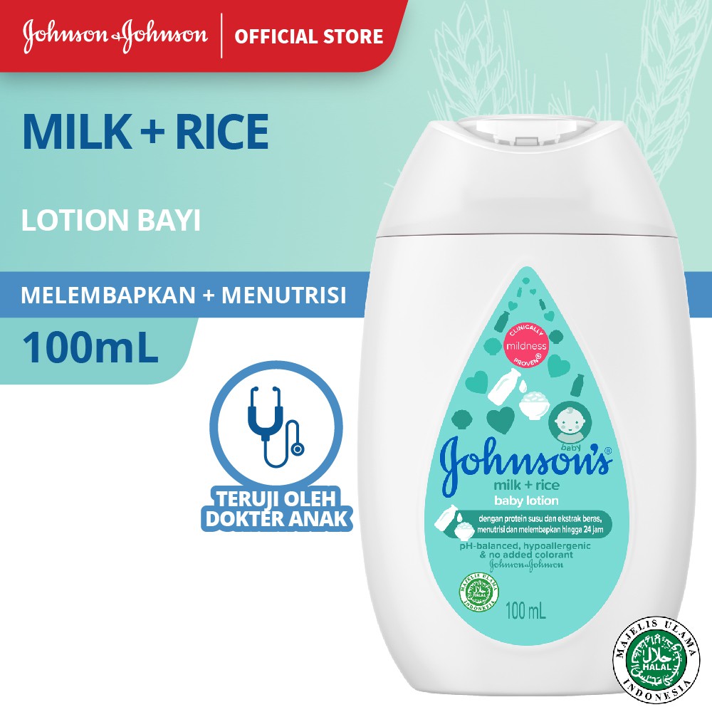 JOHNSON'S Milk + Rice Baby Lotion Losion Bayi 100ml Shopee Indonesia