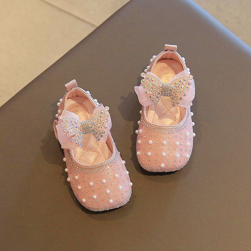 (LOLI-JKT) SP-972 SEPATU ANAK MUTIARA PITA BUTTERFLY SIZE  21-30