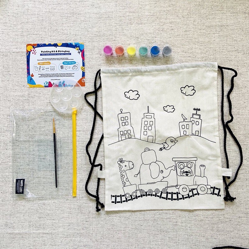 

Painting Kit String Bag Train Paket Lengkap Melukis Cat Kuas Pallet Tas Pouch