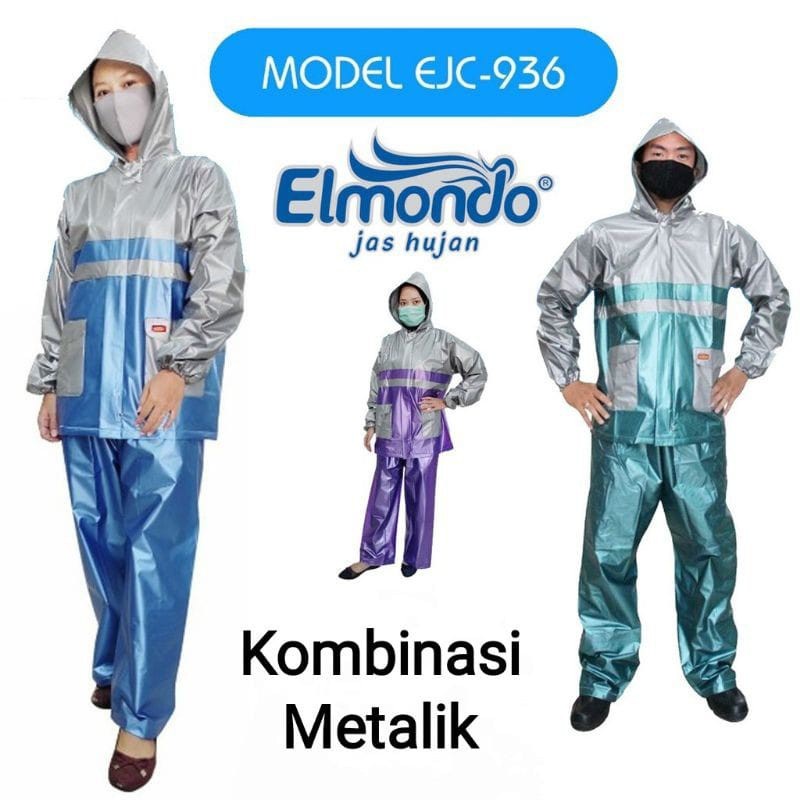Jas Hujan Elmondo Setelan Jaket dan Celana EJC 936 Tebal Kualitas Terbaik