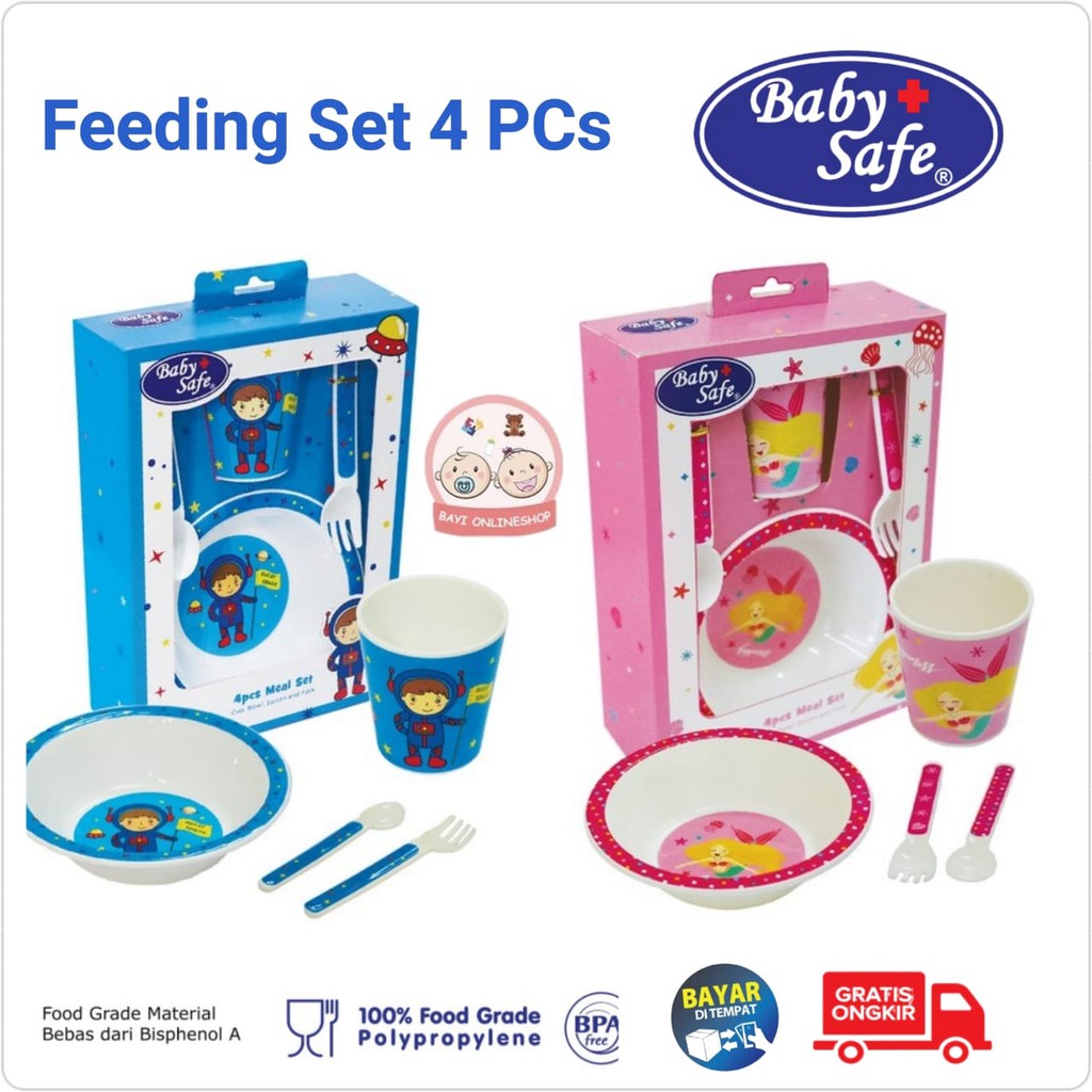 Baby Safe Mangkok Makan MPASI Alat Makan Bayi Perlengkapan Makan Piring  - Feeding Set Meal FS64