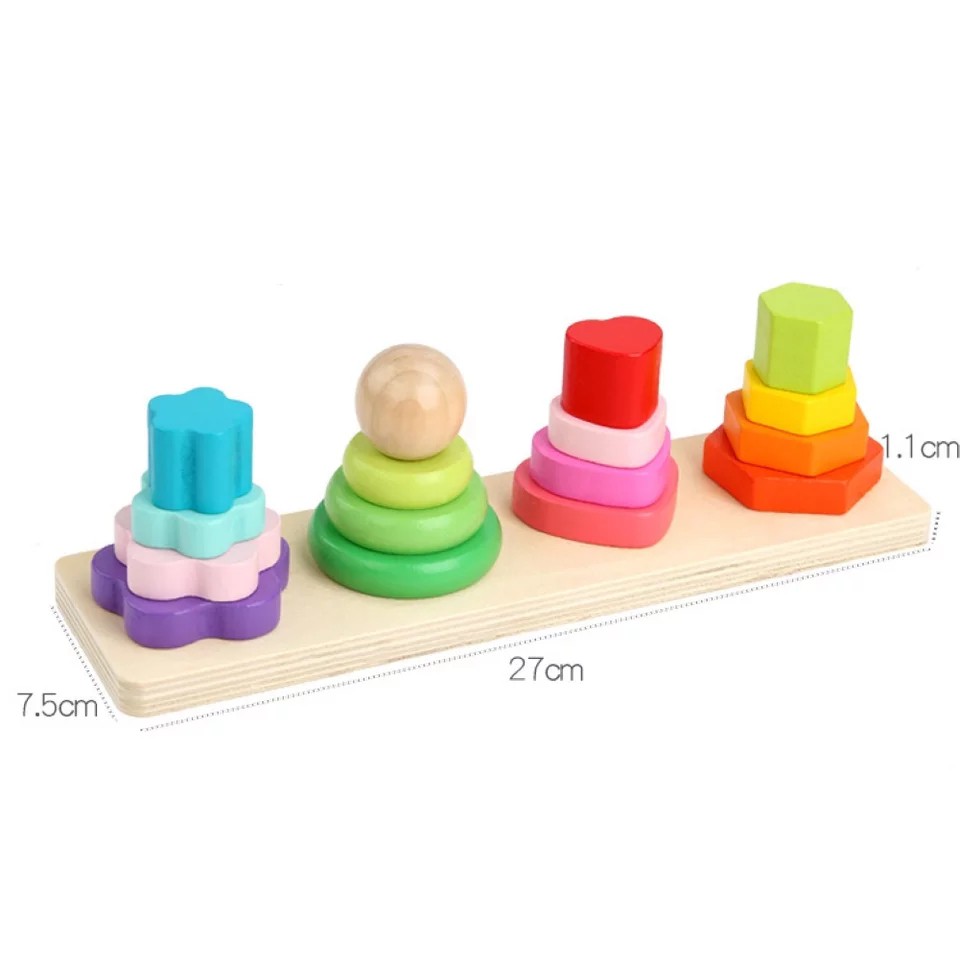 Insert Different Shape Matching Game Anak Mainan Balita Wooden Toys Mainan Kayu Mainan Balok Susun