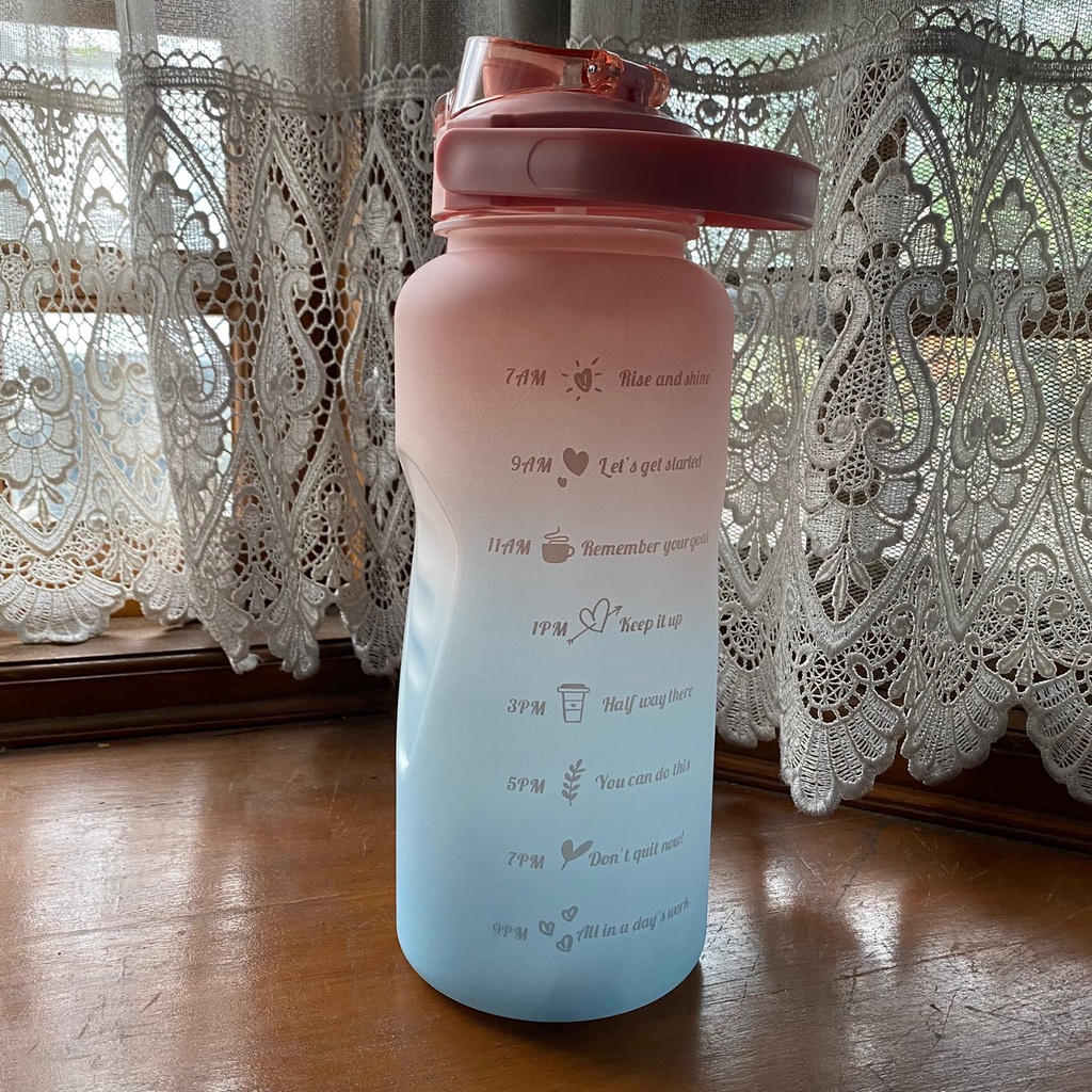 Botol Minum Motivasi Viral Tiktok 2 Liter Tumblr Botol Minum Tritan Kekinian Terbaru 2021