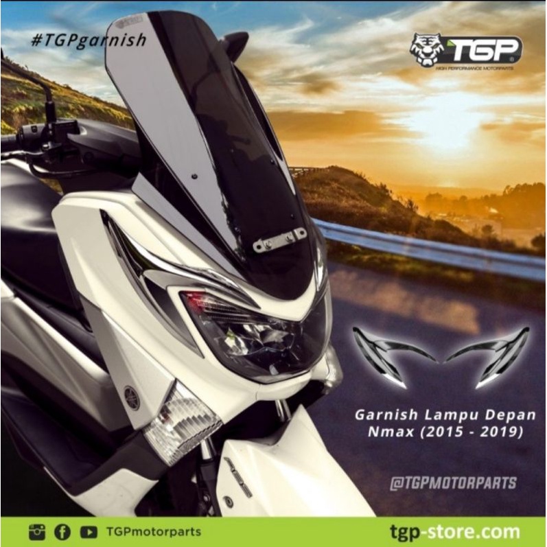 Garnish lampu nmax old 2015-2019 Black chrome