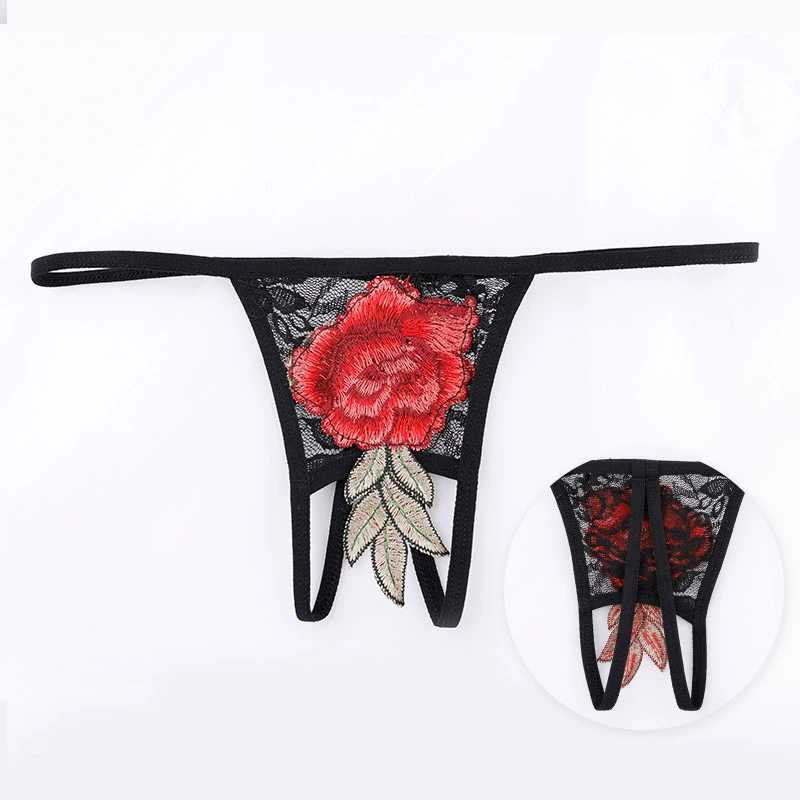 Set bra G String Wanita Sexy Lingerie Halter Neck Lace Open thong B039