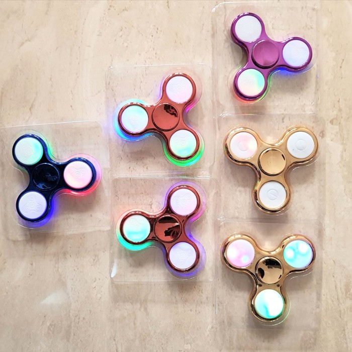 Unik FIDGET SPINNER ORIGINAL Metalik Mainan anak  spiner lampu warna warni Berkualitas