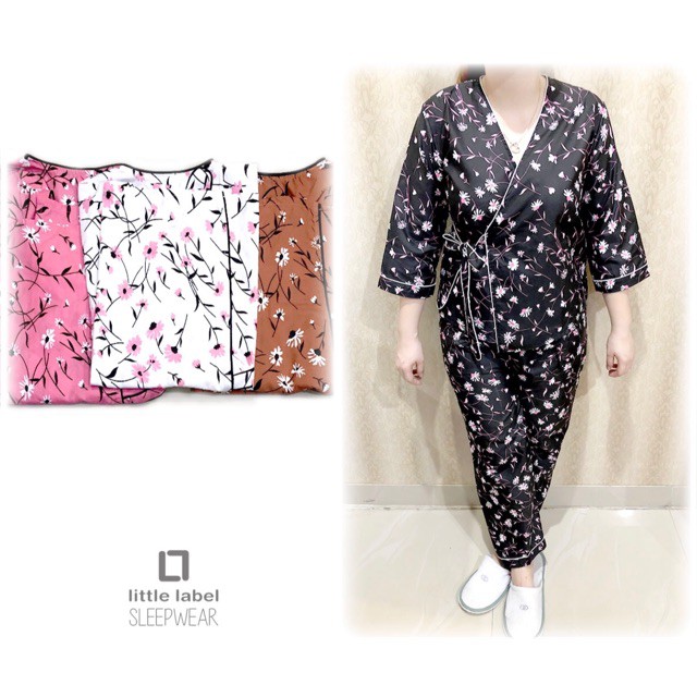 BAJU TIDUR ANAK DEWASA COWOK CEWEK KKIK / Stelan Kimono Baju Tidur Bunga Salju Panjang