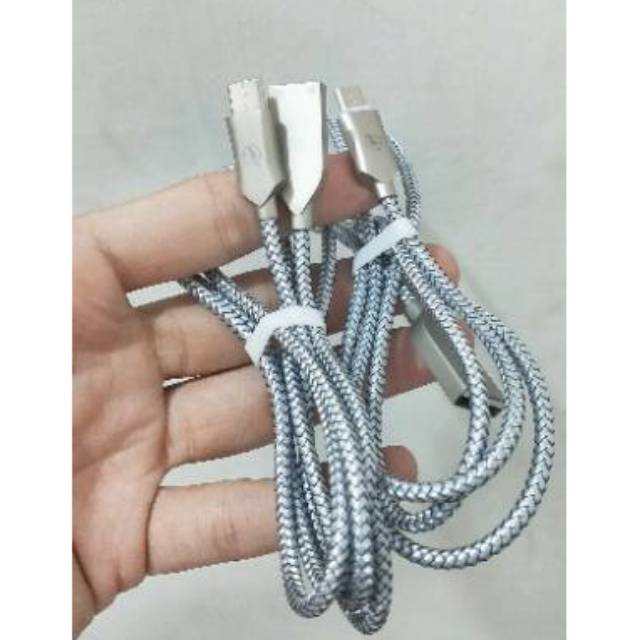 Kabel data cas high quality 3 a type c serat braided metal sync fast charger quick charger