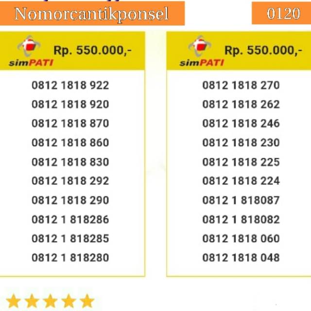 Nomor cantik simpati 0812 seri abab 1818 rapi #0120