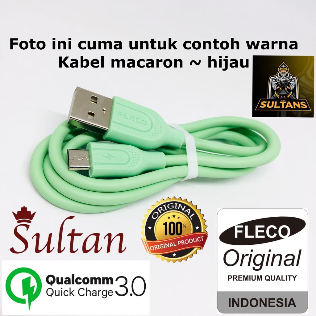 1pcs~KABEL DATA FLECO MACARON MICRO IPH TYPE-C FLECO T123/T124/T125 KABEL DATA