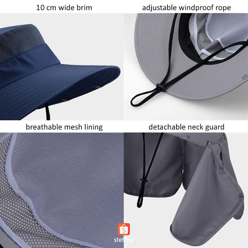 TOPI NELAYAN 2in1 | fisherman outdoor hat impor anti UV matahari cepat kering ringan breathable pelindung wajah leher unisex pria wanita dewasa musim panas