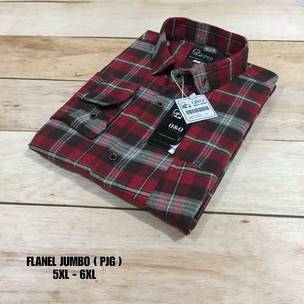 KEMEJA FLANEL JUMBO PRIA LENGAN PANJANG PREMIUM KUALITAS DISTRO - Kemeja Flanel Lengan Panjang oversize XXL XXXL XXXXL / Size Jumbo baju atasan kemeja pria