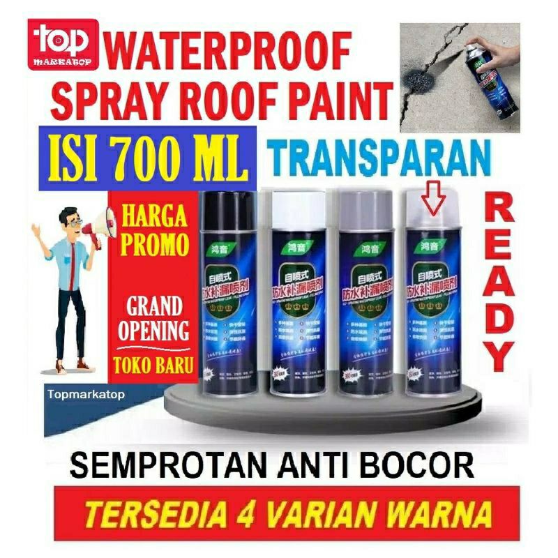 Spray Anti Bocor Waterproof Pelapis Dinding Tembok Atap Plafon Cat Semprot Tahan Air Leakproof