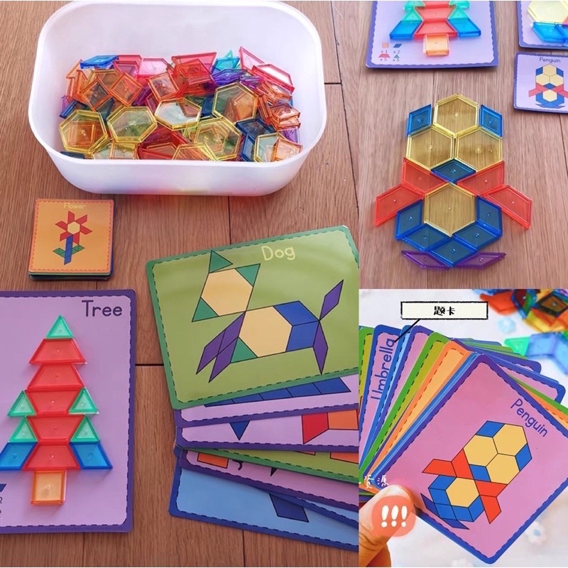 transparent pattern blocks balok geometry anak shape blocks