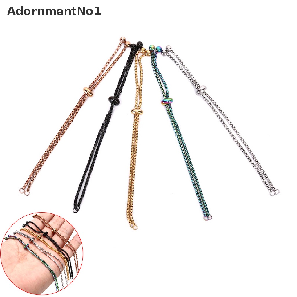 (AdornmentNo1) 3pcs / Set Rantai Slider Adjustable Bahan Stainless Steel Untuk Membuat Perhiasan DIY