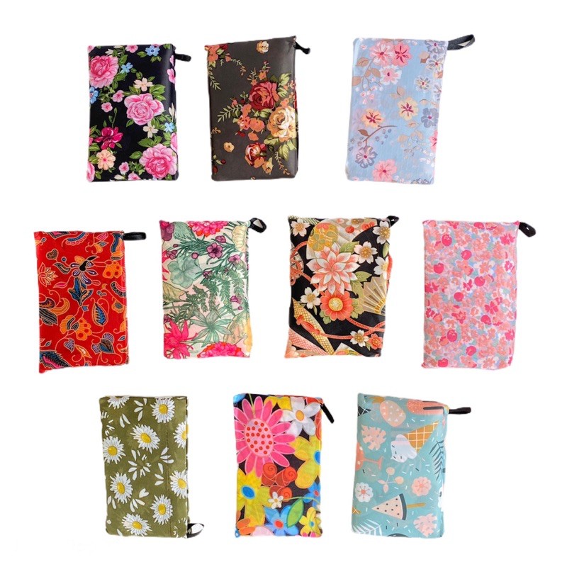 Tas belanja lipat wanita jumbo import tote shopping bag floral edition