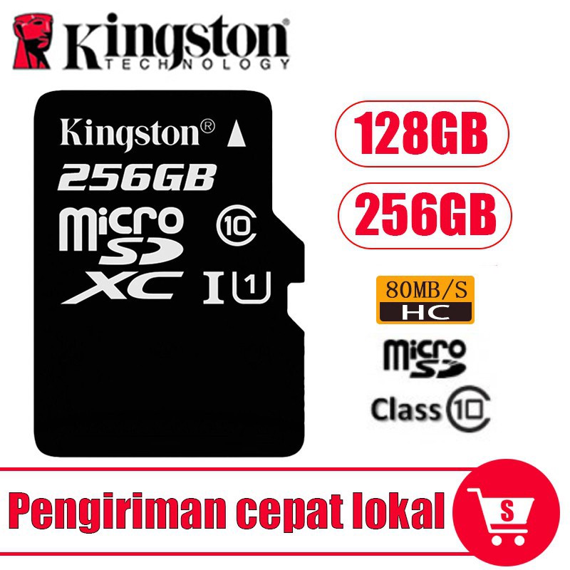 KINGSTON 64GB /128G/256GB/512GB Kartu Memori 80MB/S Ultra Microsd SD Micro SDHC Class 10 Memory TF C