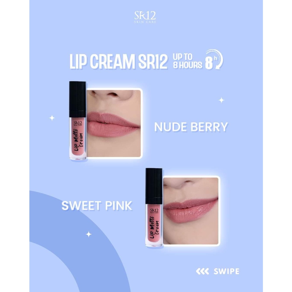 LIP CREAM SR12 / LIPCREAM AMAN BPOM BEBAS PARABEN / LEMBUT DAN TIDAK KERING DIBIBIR