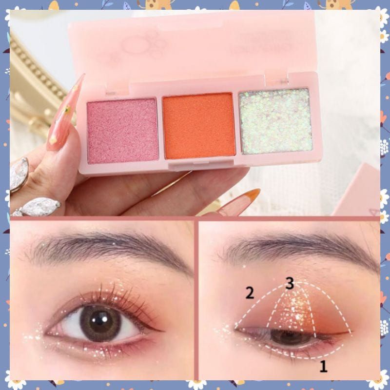 Medan Termurah Waterproof &amp; Longlasting 3 colors eyeshadow make up Professional eyeshadow palet tahan lama