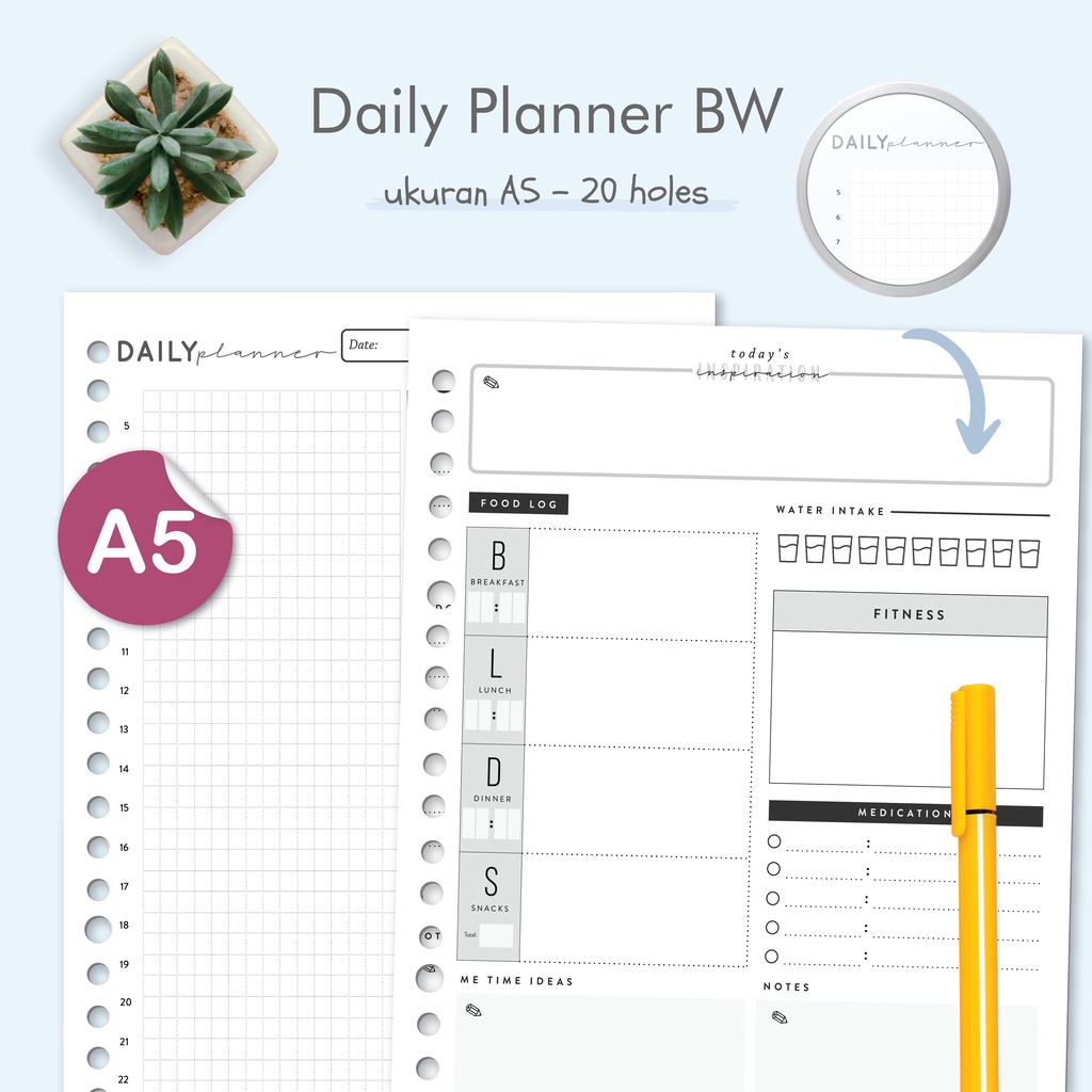 

Bukuqu Loose Leaf A5 Daily Planner BW 2023