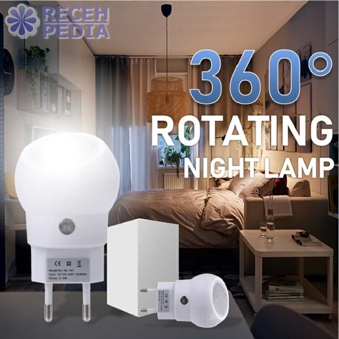 PROMO Lampu tidur sensor cahaya 360 LED putar #putih#otomatis#philips#3W#4W