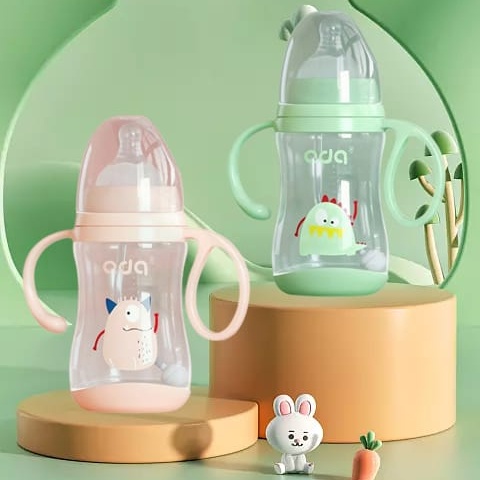 Botol Susu Bayi Leher Lebar Wide Neck Botol Susu 2 IN 1 Dot+Straw Botol Susu PP Anti Kolik BB02