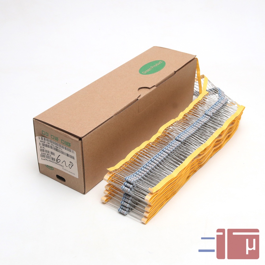 x10 Resistor 6R8 6.8 Ohm 1W Metal Oxide 5% Taiwan Kaki Tembaga