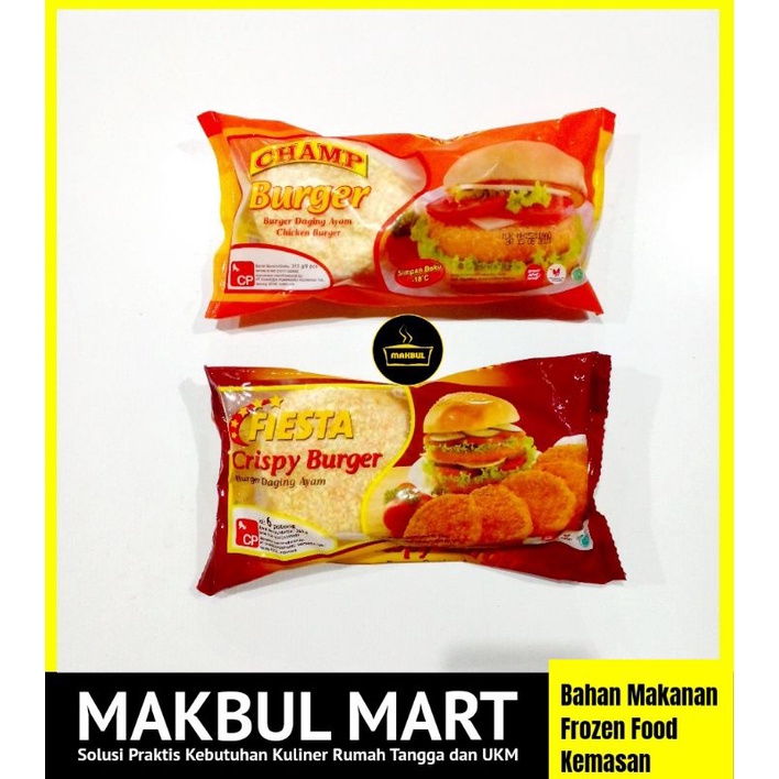 Champ Chicken, Fiesta Crispy (Burger Ayam) 315gr isi 6